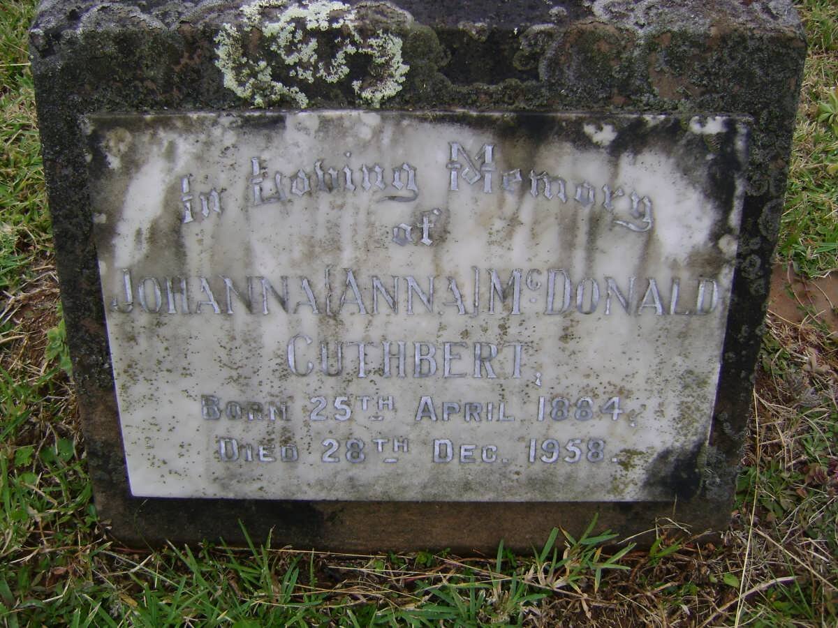 CUTHBERT Johanna McDonald 1884-1958