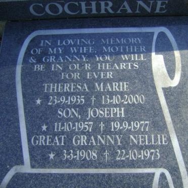 COCHRANE Nellie 1908-1973 :: COCHRANE Theresa Marie 1935-2000 :: COCHRANE Joseph 1957-1977
