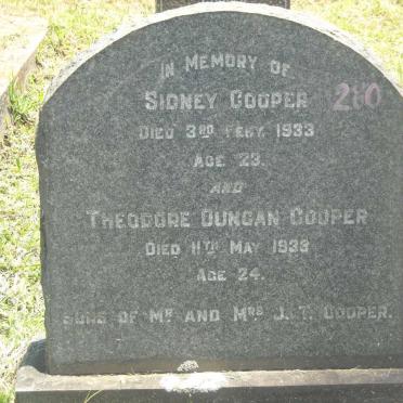 COOPER Sidney -1933 :: COOPER Theodore Duncan -1938