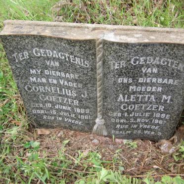 COETZER Cornelius J. 1889-1961 &amp; Aletta M. 1896-1967
