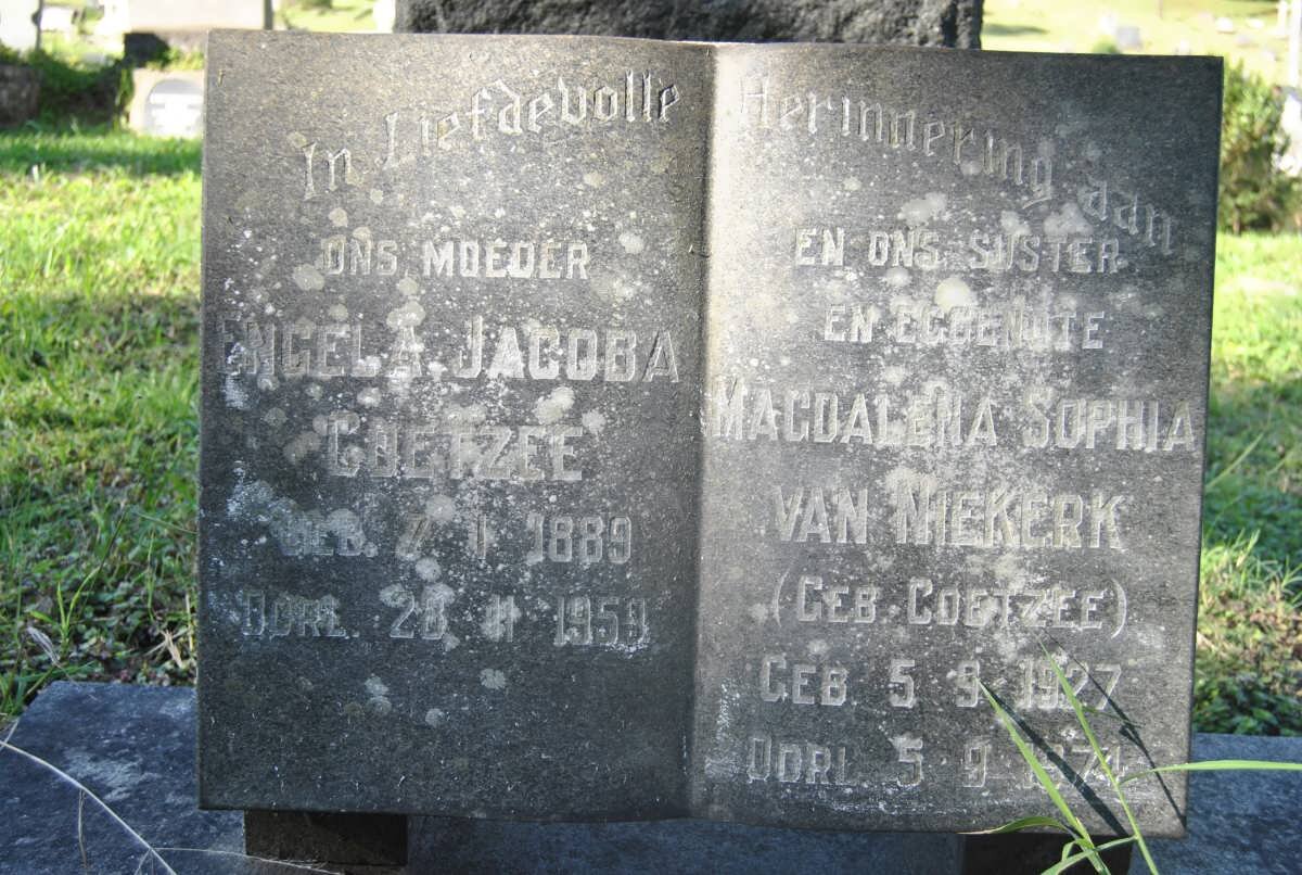 COETZEE Engela Jacoba 1889-1959 :: VAN NIEKERK Magdalena Sophia nee COETZEE 1927-1974