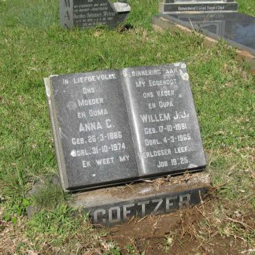 COETZER Willem J.J. 1881-1965 &amp; Anna C. 1886-1974