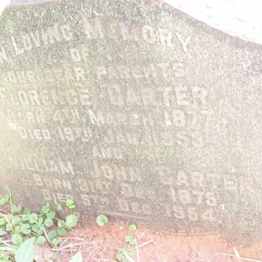 CARTER William John 1875-1954 &amp; Florence 1877-1953