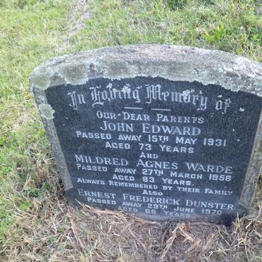 CASS John Edward -1931 &amp; Mildred Agnes WARDE - 1958 :: DUNSTER Ernest Frederick -1970