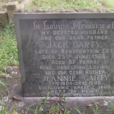 CARTY Jack -1966 &amp; Jeannie 1904-1985