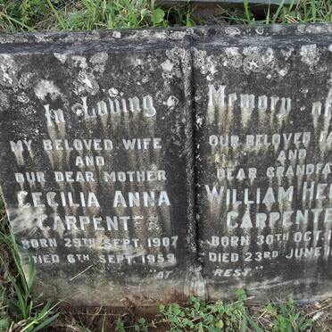 CARPENTER William Henry 1904-1965 &amp; Cecilia Anna 1907-1959