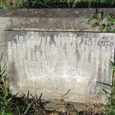 CAVANAGH Ernest Charles George -1961 &amp; Ettie Florence -1963