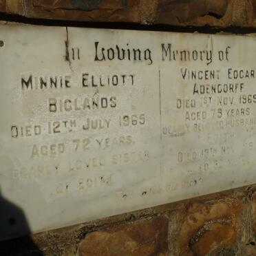 ADENDORFF Vincent Edgar -1969 &amp; Edith -1981 :: BIGLANDS Minnie Elliott -1965