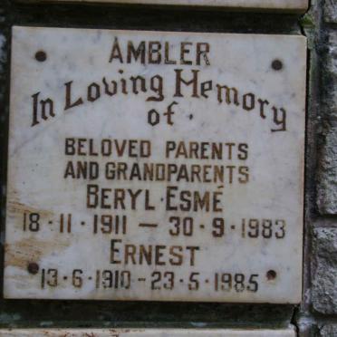 AMBLER Ernest 1910-1985 &amp; Beryl Esmé 1911-1983
