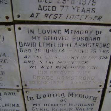 ARMSTRONG David Ethelbert -1974 &amp; Grace -1979