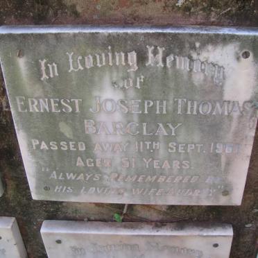 BARCLAY Ernest Joseph Thomas -1961