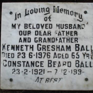 BALL Kenneth Gresham -1976 &amp; Constance Beard -1921-1991
