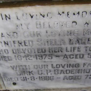 BADENHORST Dirk C.P. -1986 &amp; Winifred Shela -1975