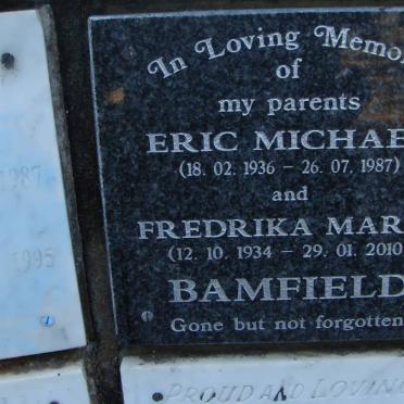 BAMFIELD Eric Michael 1936-1987 &amp; Fredrika Maria 1934-2010