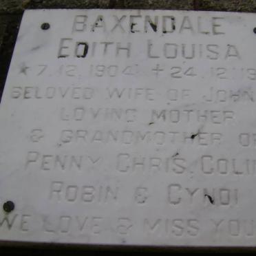 BAXENDALE Edith Louisa 1904-1986
