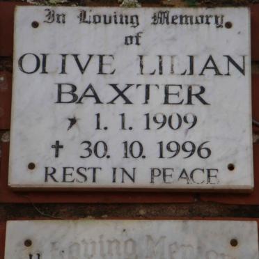BAXTER Olive Lilian 1909-1996