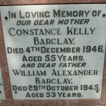 BARCLAY William Alexander -1945 &amp; Constance Kelly -1946