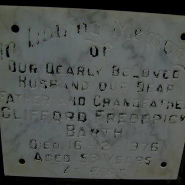 BARTH Clifford Frederick -1976