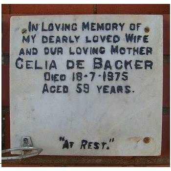 BACKER Celia, de  -1975