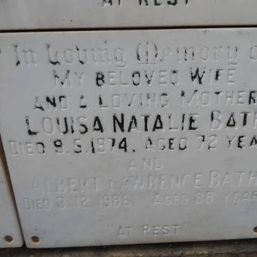 BATH Albert Lawrence -1986 &amp; Louisa Natalie -1974