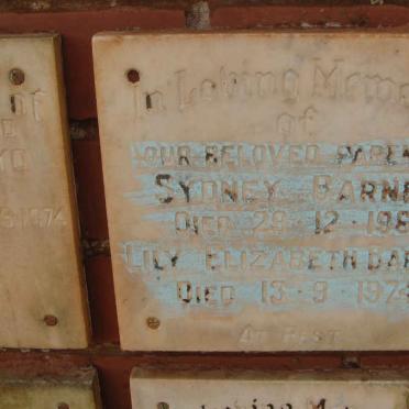BARNES Sydney -1969 &amp; Lily Elizabeth -1974
