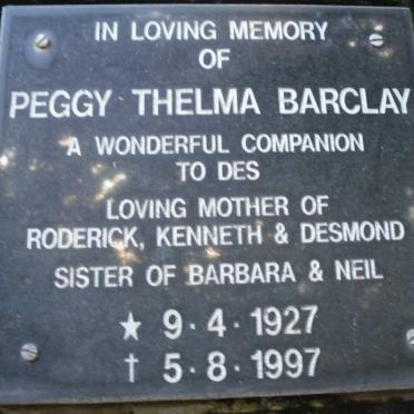 BARCLAY Peggy Thelma 1927-1997