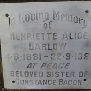 BARLOW Henrietta Alice 1881-1981