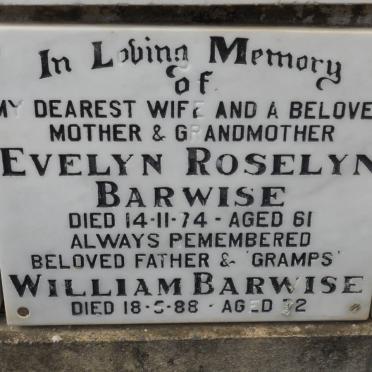 BARWISE William -1988 &amp; Evelyn Roselyn -1974