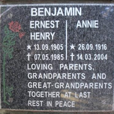 BENJAMIN Ernest Henry 1905-1985 &amp; Annie 1916-2004