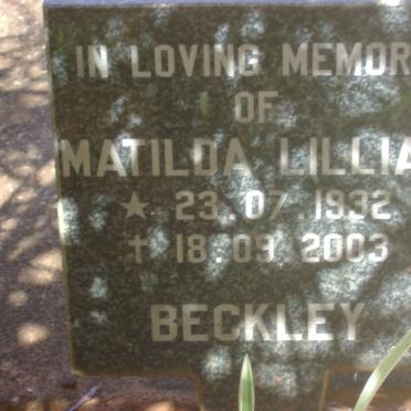 BECKLEY Matilda Lillian 1932-2003
