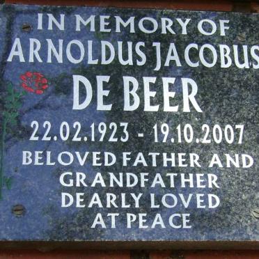 BEER Arnoldus Jacobus, de 1923-2007