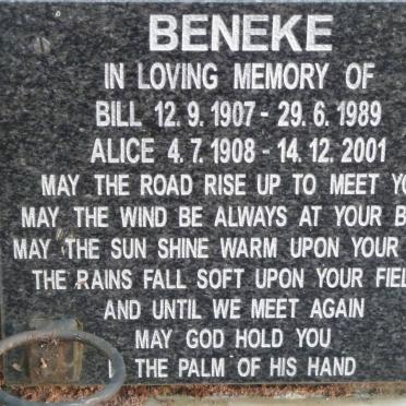 BENEKE Bill 1907-1989 &amp; Alice 1908-2001