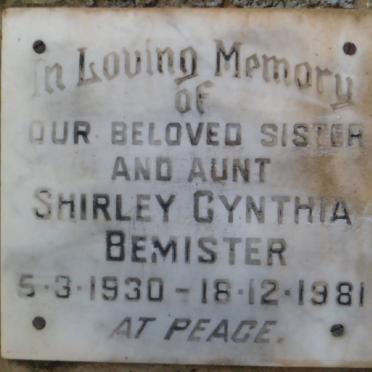 BEMISTER Shirley Cynthia 1930-1981