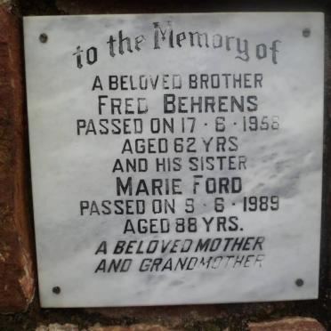 BEHRENS Fred -1958 :: FORD Marie -1989