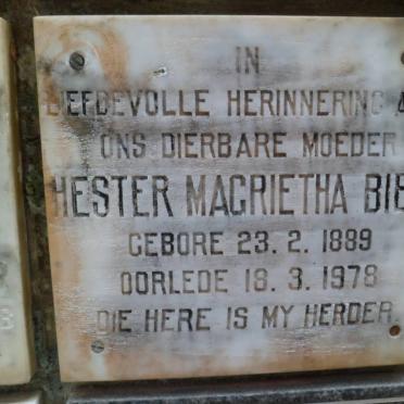 BIEL Hester Magrietha 1889-1978