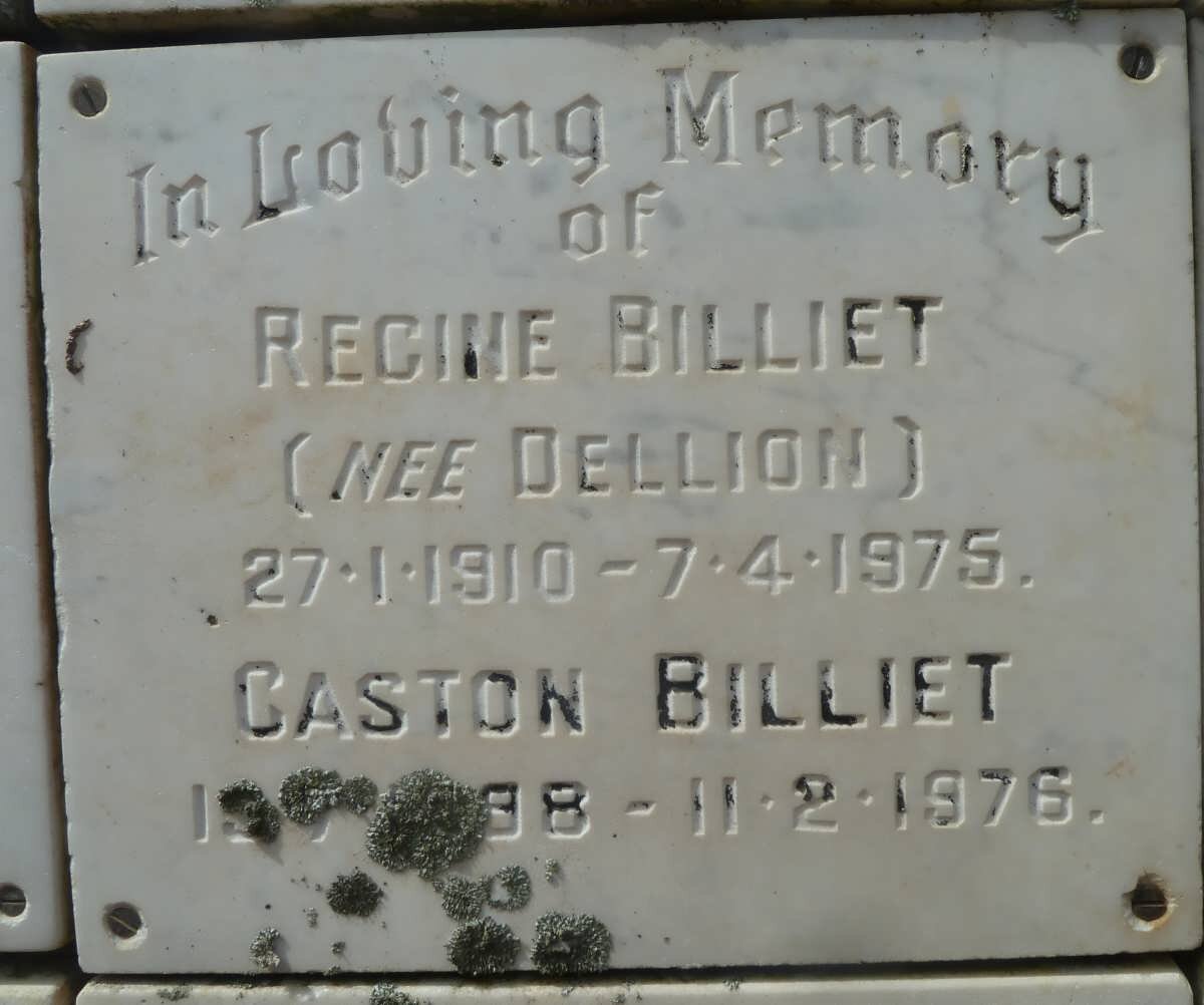 BILLIET Caston 1898-1976 &amp; Regine DELLION 1910-1975