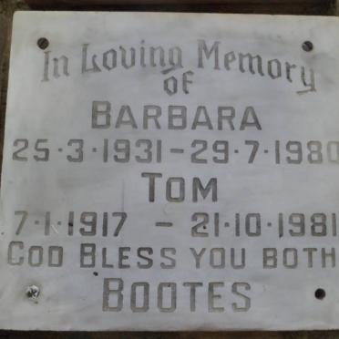 BOOTES Tom 1917-1981 &amp; Barbara 1931-1980