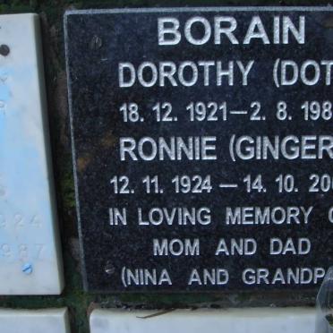 BORAIN Ronnie 1924-2000 &amp; Dorothy 1921-1987