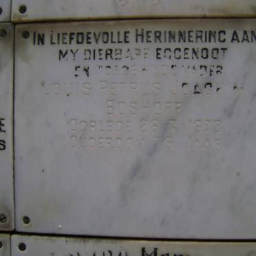 BOSHOFF Louis Petrus Joachim -1973