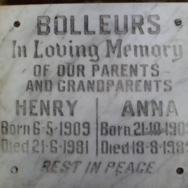 BOLLEURS Henry 1909-1981 &amp; Anna 1909-1989