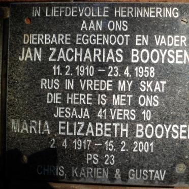 BOOYSEN Jan Zacharias 1910-1958 &amp; Maria Elizabeth 1917-2001
