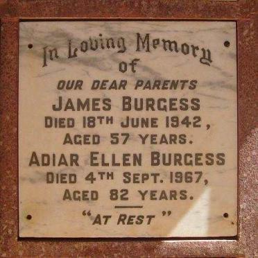 BURGESS James 1885-1942 &amp; Adiar Ellen 1885-1967