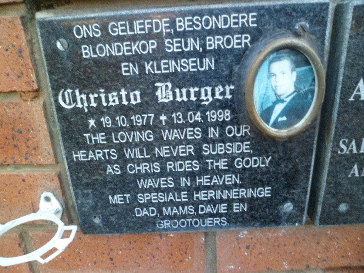 BURGER Christo 1977-1998