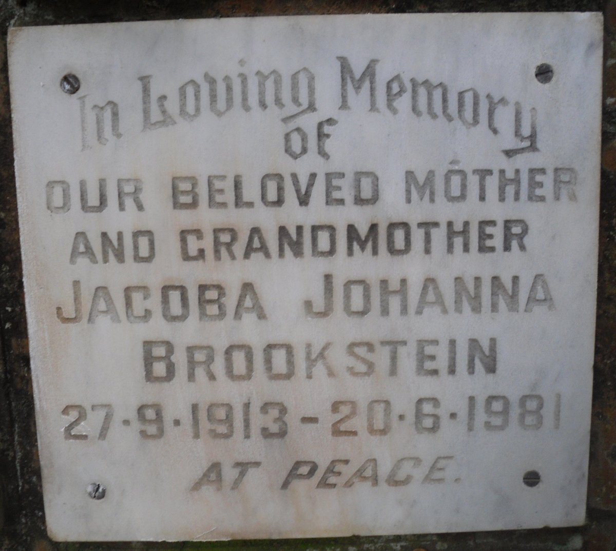 BROOKSTEIN Jacoba Johanna 1913-1981