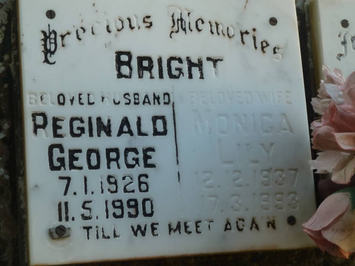 BRIGHT Reginald George 1926-1990 &amp; Monica Lily 1937-1993