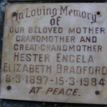 BRADFORD Hester Engela Elizabeth 1897-1984