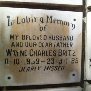 BRITZ Wayne Charles 1959-1985