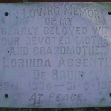 BRUIN Lorinda Absentia, de 1904-1978