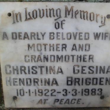 BRIGDEN Christina Gesina Hendrina 1922-1983