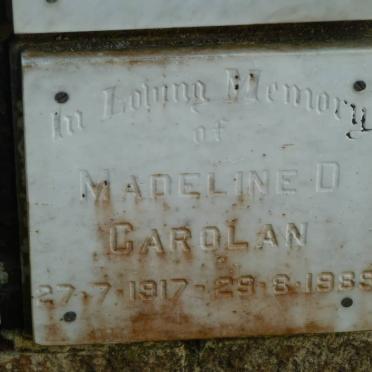 CAROLAN Madeline D 1917-1989